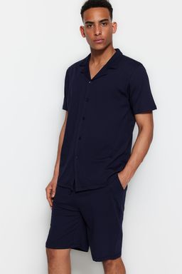 TRENDYOL MAN Lacivert Unisex Regular Fit Apas Yaka Sortlu Pijama Tak?m? TMNSS23PT00007 - Trendyolmilla фото 14