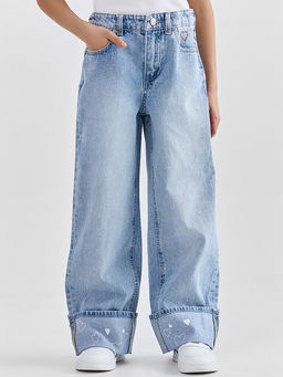 Джинсы для девочек широкие голубые - Mark formelle фото 4