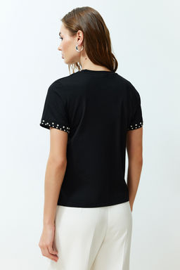 Siyah Tas Aksesuar Detayl? Regular Kal?p Orme T-Shirt TWOSS24TS00070