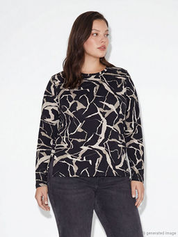 Kay?k Yaka Desenli Kad?n Ti??rt