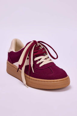 Bordo Iki Bagc?kl? Cift Kullan?ml? Kad?n Retro Spor Ayakkab? TAKSS25SN00009