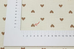Муслин двухслойный с эф.жатости Бежевые сердечки цв.сливочный, ш.1.4м, хлопок-100%, 120гр/м.кв - Купава фото 6