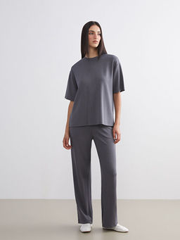 Bisiklet Yaka Nak??l? Oversize Kad?n Ti??rt