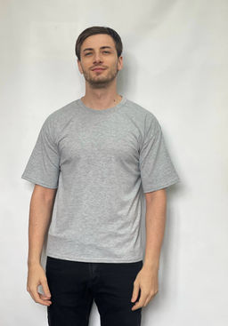 KM1808 Футболка OVER SIZE (плотный хлопок) СВ_СЕРЫЙ