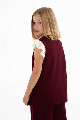 Бордовый школьный жилет для девочки Mooriposh, модель 1107/1 фото 13