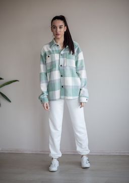 512 Рубашка клетка, мятный - Knitka wear фото 5