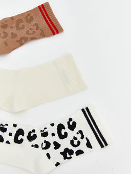 Leopar Desenli Kad?n Soket ?orap 5li