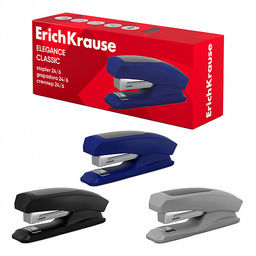 Цена за 12 шт. Степлер №24/6 Half-strip ErichKrause Elegance Classic до 30 листов, черный (в коробке по 1 шт.)