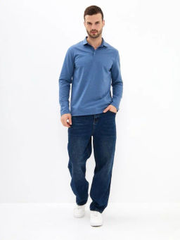 Джемпер мужской с воротником поло GREG G155-TD1246-LT9322-1 (джинс)  фото 5
