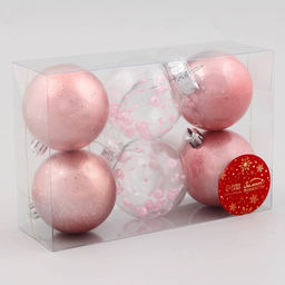 Ёлочные игрушки Мэдисон, шары новогодние, d=6 см, набор 6 шт., бусинки, розовый - Зимнее волшебство фото 4