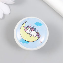 Ручка для шкатулки керамика, металл «Единорожка спит на месяце», 3.8×3.8 см