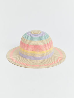 Renk Bloklu K?z Bebek Has?r ?apka