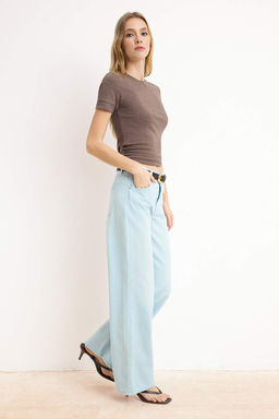 Mavi DOKUMLU Normal Bel %100 Pamuk Uzun Boy Wide Leg Jeans TWOSS26JE00129