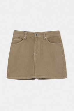 Bej Vintage Y?kama Yuksek Bel Denim Sort Etek TWOSS26SR00110