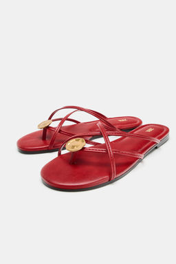 SANDALIA PLANA MULTI TIRAS / Rojo