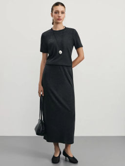 Юбка макси из меланжевой ткани / Zarina