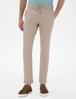 Bej Slim Fit Kanvas Pantolon