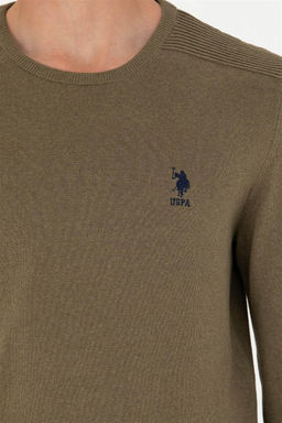 U. S. Polo Assn Мужской базовый свитер хаки меланжевого цвета - U.s. polo assn фото 7