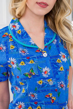 Халат женский из бязи Ирина голубой макси