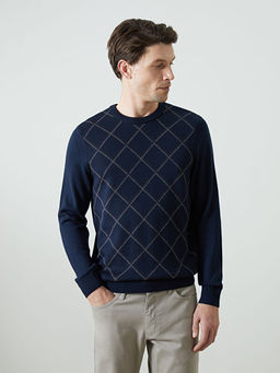 Baklava Desenli Erkek Triko Kazak