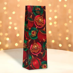 Пакет подарочный новогодний под бутылку, упаковка «Шары», 12×36×8.5 см