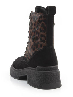 01-DMD-D269 BLACK/LEOPARD Ботинки демисезонные женские (натуральная замша, байка)
