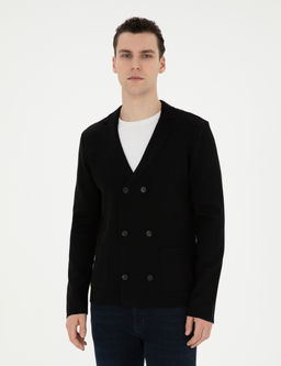 Siyah Slim Fit Y_n Kar___ml_ D__meli Triko H_rka