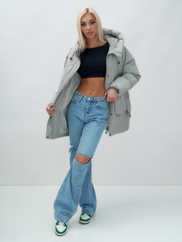 Куртка летучая мышь женская с капюшоном зимняя зеленого цвета 9617Z - Mtforce фото 18