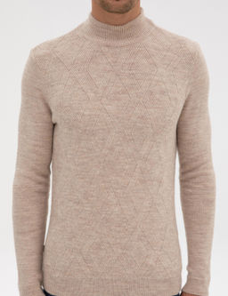 Bej Slim Fit Yar_m Bal_k__ Yaka Triko Kazak - Pierre cardin фото 6