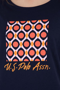 Женская темно-синяя футболка с круглым вырезом - U.s. polo assn фото 7