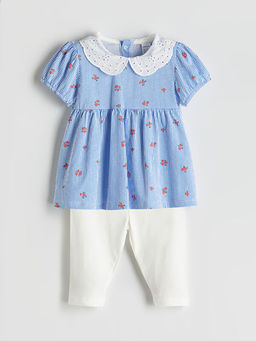 ?i?ekli F?rf?rl? K?z ?ocuk Bluz ve Tayt 2li