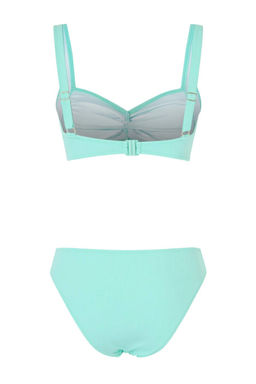 Turkuaz Bralette Kapl? Dokulu Normal Bel Regular Bikini Tak?m? TBESS26BT00058