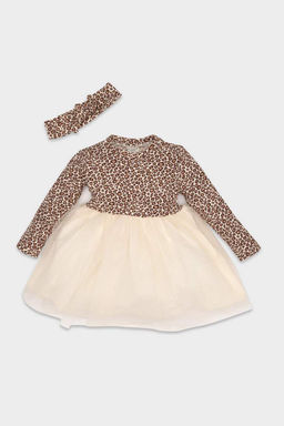 Платье-майка в рубчик с длинными рукавами и леопардовым принтом для маленьких девочек, комплект из 2 предметов