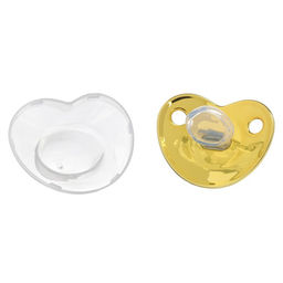 Соска - пустышка силиконовая ортодонтическая M&B «Бриллиант», от 12 мес., с колпачком, золотой/черный, стразы