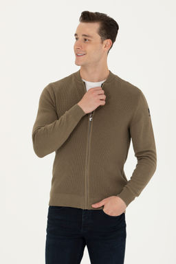 Мужской базовый трикотажный кардиган цвета хаки меланж - U.s. polo assn фото 17
