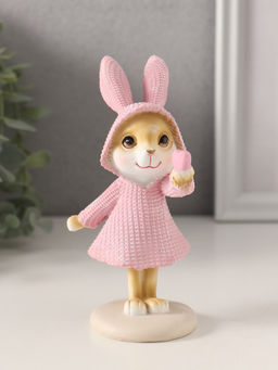 Фигурка полистоун Зайка в вязаном розовом платьице, сердечко в лапке, 7.5?5.5?13.5 см