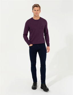Mor Slim Fit Bisiklet Yaka Basic Triko Kazak - Pierre cardin фото 4
