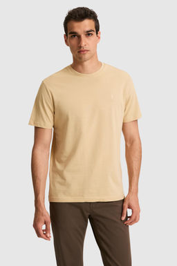 Erkek Regular Fit Bisiklet Yaka Bej Basic Ti__rt