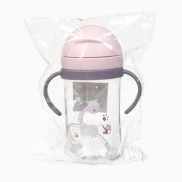 Поильник - непроливайка детский Крошка Я с силиконовой трубочкой и грузиком, от 9 мес., 350 мл., с ручками, розовый