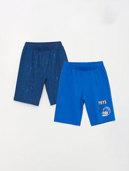 Beli Lastikli Bask?l? Erkek ?ocuk Pijama ?ort 2li
