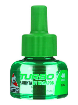 Дополнительный флакон-жидкость от комаров Раптор Turbo, без запаха, 40 ночей