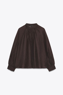 SEMI-SHEER PUFF SLEEVE BLOUSE - Zara фото 8