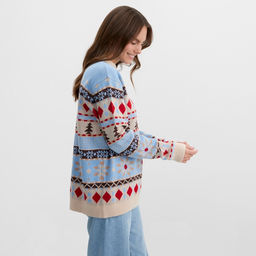 Джемпер вязаный новогодний KAFTAN Scandinavia, голубой, размер 44