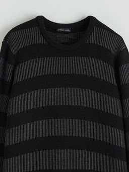 Bisiklet Yaka ?izgili Erkek Triko Kazak