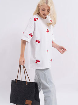 K12427 Футболка OVER SIZE (плотный хлопок) БЕЛЫЙ