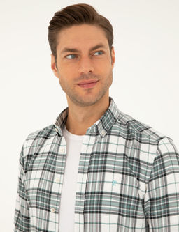 Su Ye_ili Ekose Slim Fit Uzun Kollu G_mlek