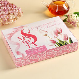 Чай подарочный «С праздником весны. 8 Марта», весовой чай 40 г (2 шт.×20 г)., чай в пакетиках 21.6 (12 шт.×1.8 г).