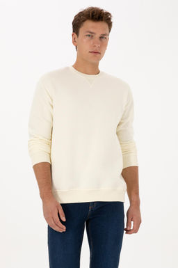 Erkek Krem Basic Sweatshirt