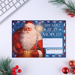 Цена за 2 шт. Письмо Деду Морозу, конверт А5, с наклейками Дед Мороз