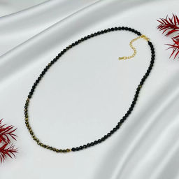 Бусы из Обсидиана золотистого и Пирита огранка - Радуга самоцветов фото 3